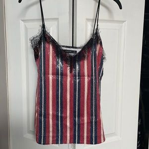 Zara striped sequin red top